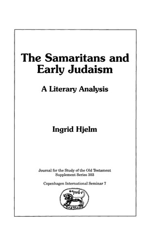 Cover for The Samaritans and early Judaism