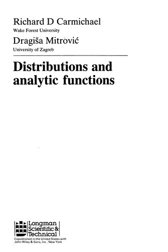 Cover for Distributions and analytic functions