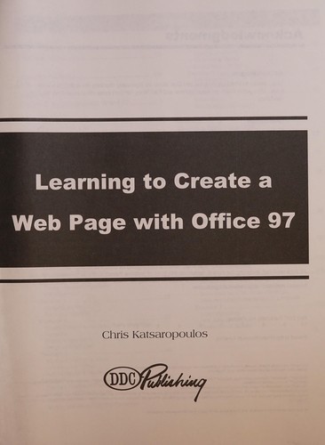 Cover for Learning to Create a Web Page With Office 97 (Learning Series)