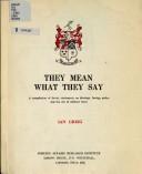 Cover for They mean what they say