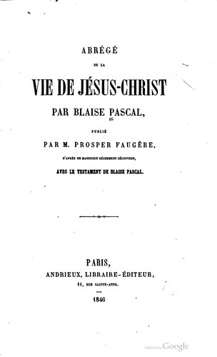 Cover for Abrégé de la vie de Jésus-Christ.