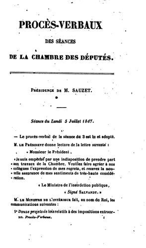 Cover for Procés-verbaux de la chambre des députés