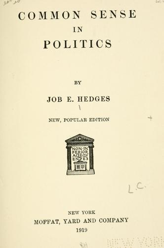 Cover for Common sense in politics