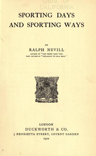 Cover for Sporting days and sporting ways