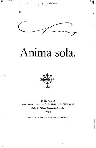 Cover for Anima sola