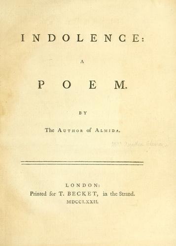 Cover for Indolence