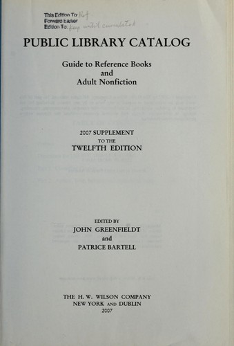 Cover for Public library catalog : guide to reference books and adult nonfiction