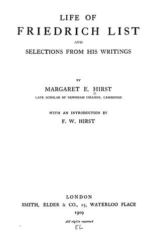 Cover for Life of Friedrich List