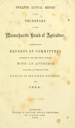 Cover for Annual report of the Secretary of the Board of Agriculture