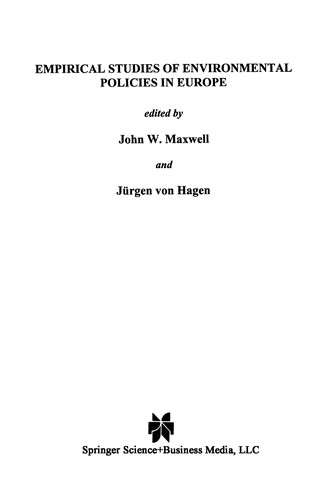 Cover for Empirical Studies of Environmental Policies in Europe