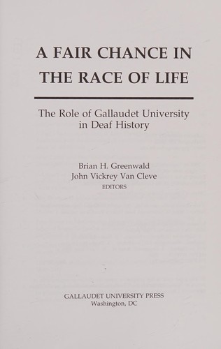 Cover for A fair chance in the race of life
