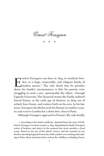 Cover for The memoirs of Ernest A. Forssgren, Proust's Swedish valet