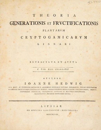 Cover for Theoria generationis et fructificationis plantarum cryptogamicarum Linnaei. Retractata et aucta