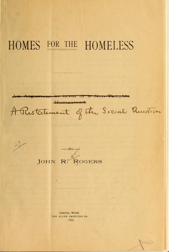 Cover for Homes for the homeless.
