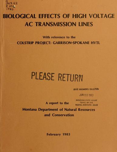 Cover for Biological effects of high voltage AC transmission lines