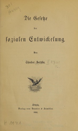 Cover for Die gesetze der sozialen entwickelung ... 