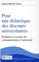 Cover for Pour une didactique des discours universitaires