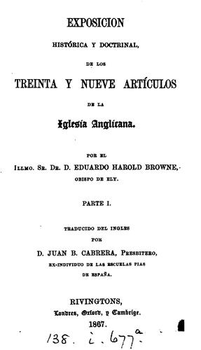 Cover for Exposición histórica y doctrinal, de los treinta y nueve Artículos de la Iglesia anglicana, tr ...