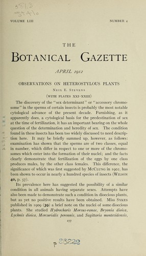 Cover for Observations on heterostylous plants