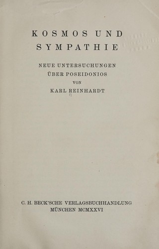 Cover for Kosmos und Sympathie