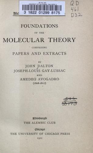 Cover for Foundations of the molecular theory