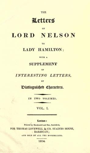 Cover for The letters of Lord Nelson to Lady Hamilton