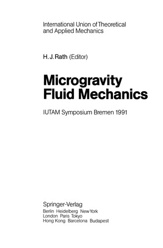 Cover for Microgravity Fluid Mechanics