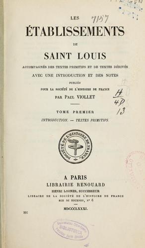 Cover for Les établissements de Saint Louis