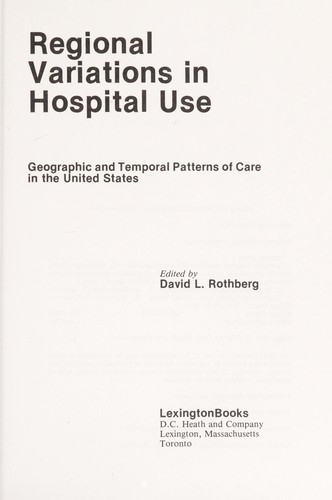 Cover for Regional variations in hospital use