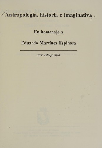 Cover for Antropología, historia e imaginativa