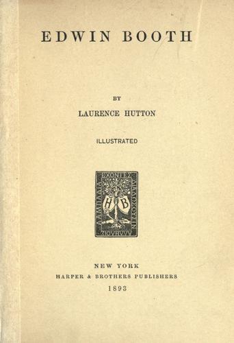 Cover for Edwin Booth.