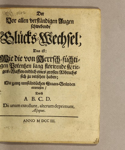 Cover for Der vor allen verständigen Augen schwebende Glücks-Wechsel