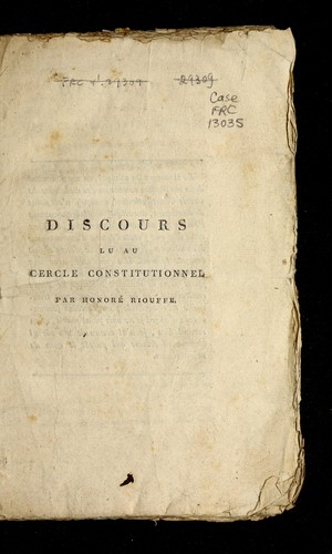 Cover for Discours lu au Cercle constitutionnel