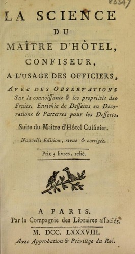 Cover for La science du maître d'hôtel, confiseur