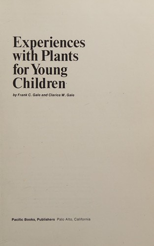 Cover for Experiences with plants for young children
