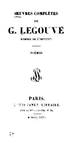 Cover for Oeuvres complètes de G. Legouvé