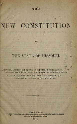 Cover for The new constitution of the State of Missouri