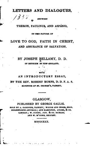 Cover for Letters and Dialogues, Between Theron, Paulinus, and Aspasio, on the Nature ...