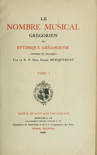 Cover for Le nombre musical grégorien