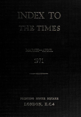 Cover for Index to The Times.March-April,1971.