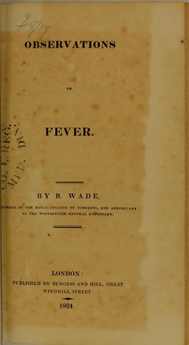 Cover for Observations on fever