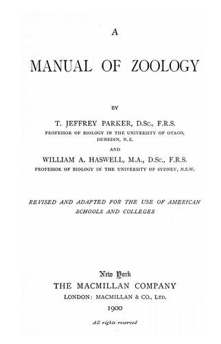 Cover for A manual of zoology