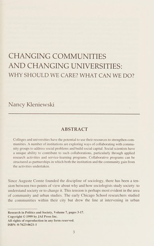 Cover for Community politics and policy