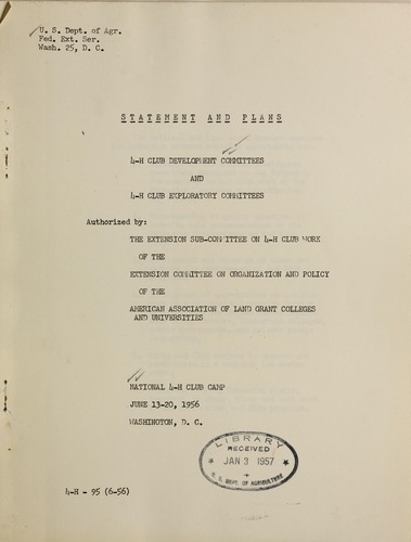 Cover for Statement and plans