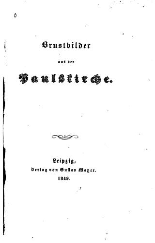 Cover for Brustbilder aus der Paulskirche