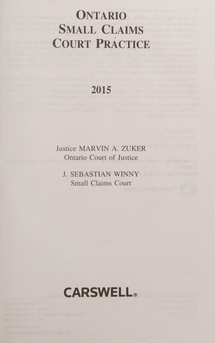 Cover for Ontario Small Claims Court Practice