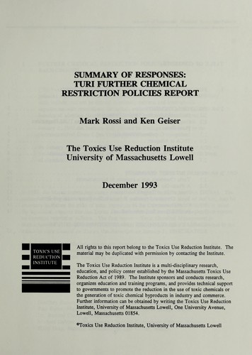 Cover for Summary of responses