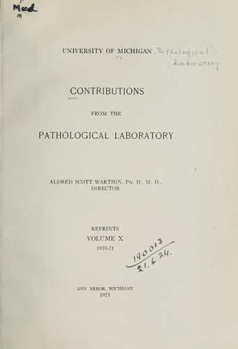 Cover for Contributions.  Reprints