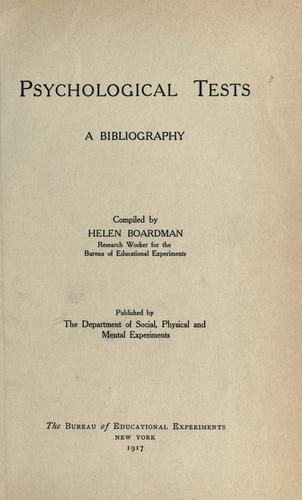 Cover for Psychological tests, a bibliography