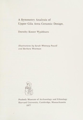 Cover for A symmetry analysis of Upper Gila area ceramic design